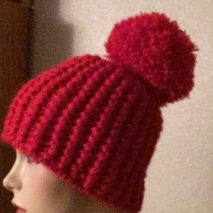 Red hand knitted women’s hat